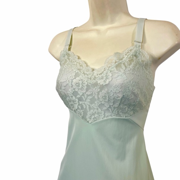 Vintage Light Blue and Lace Slip Dress by Baronet - Picture 3 of 7